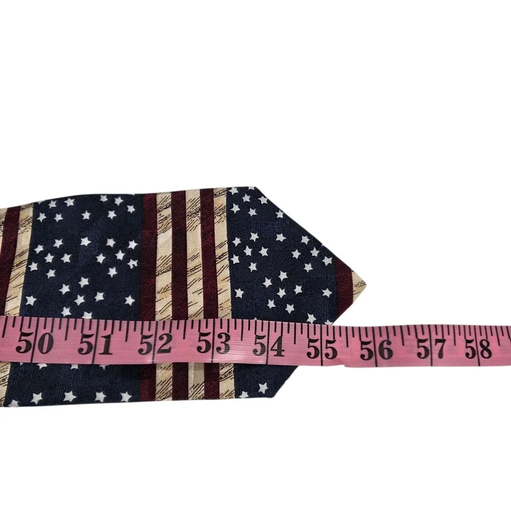 TANGO by MAX RAAB Americana Starry Flowers of Liberty Silk Necktie Red‎ Blue USA